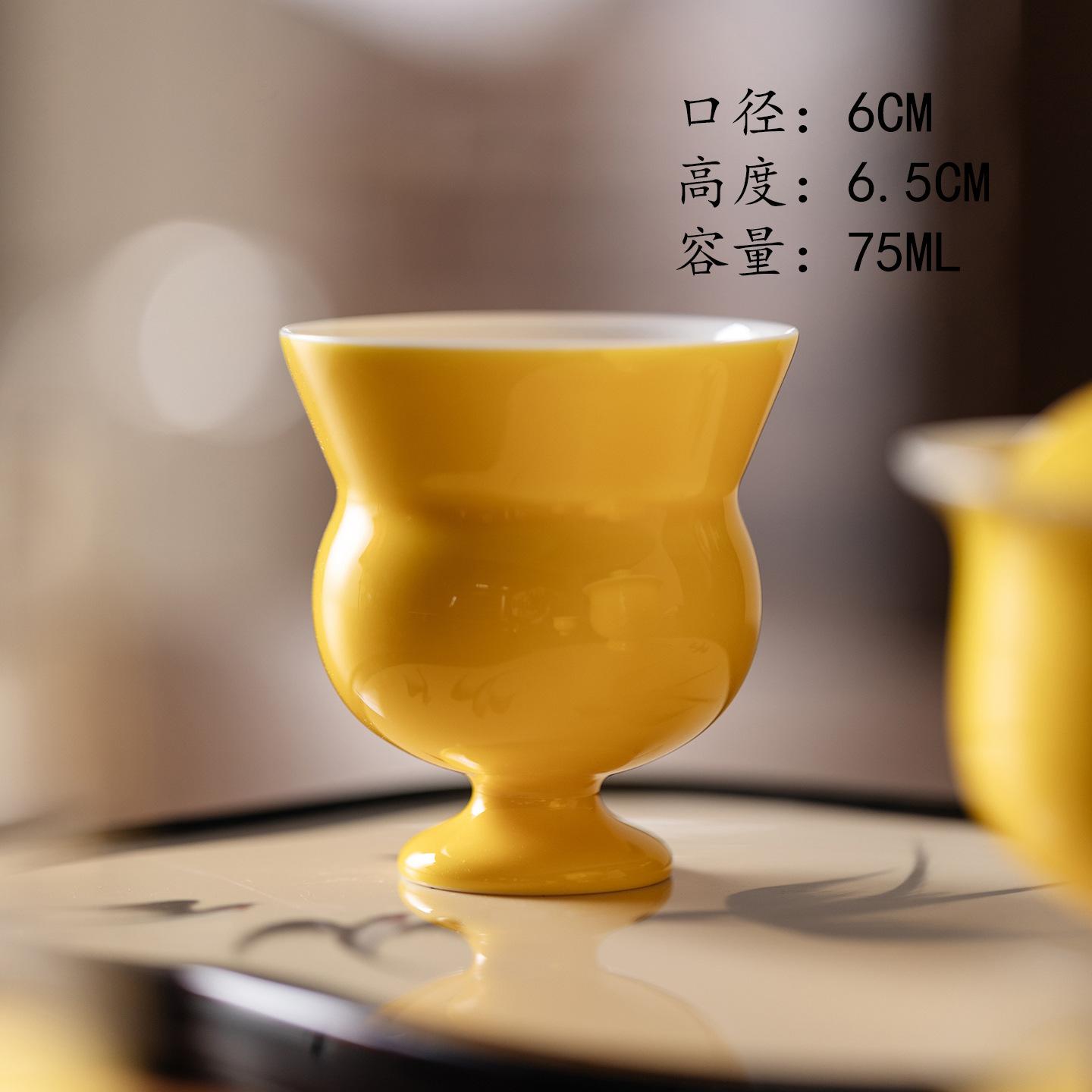 

2pc/lot Yellow Gourd-shaped High Foot Teacup Zen Tea Bowl Mug Tea-tasting Meditation Cup Jianzhan Master Cups Tea Ceremony 75ml