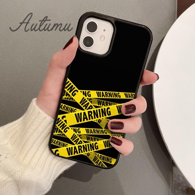 Funny Caution Tape Danger Phone Case for iPhone 11 12 13 14 Pro Max Mini XR XS SE 2020 6S 7 8 Plus Samsung Galaxy S21 S22 Cover