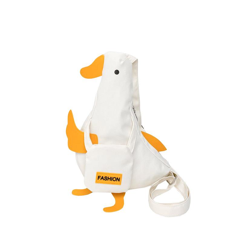 Cute Duck Funny Backpack Chest Bag Canvas Bag Versatile New Mobile Phone Messenger Bag Student Shoulder Fanny Pack