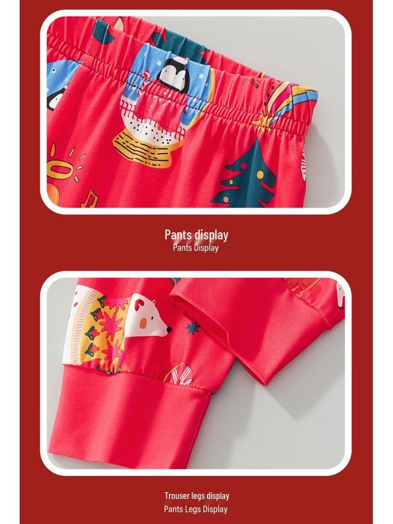 Autumn/Winter Children's Christmas Pajama Set: Cartoon Print Long Sleeve & Pants