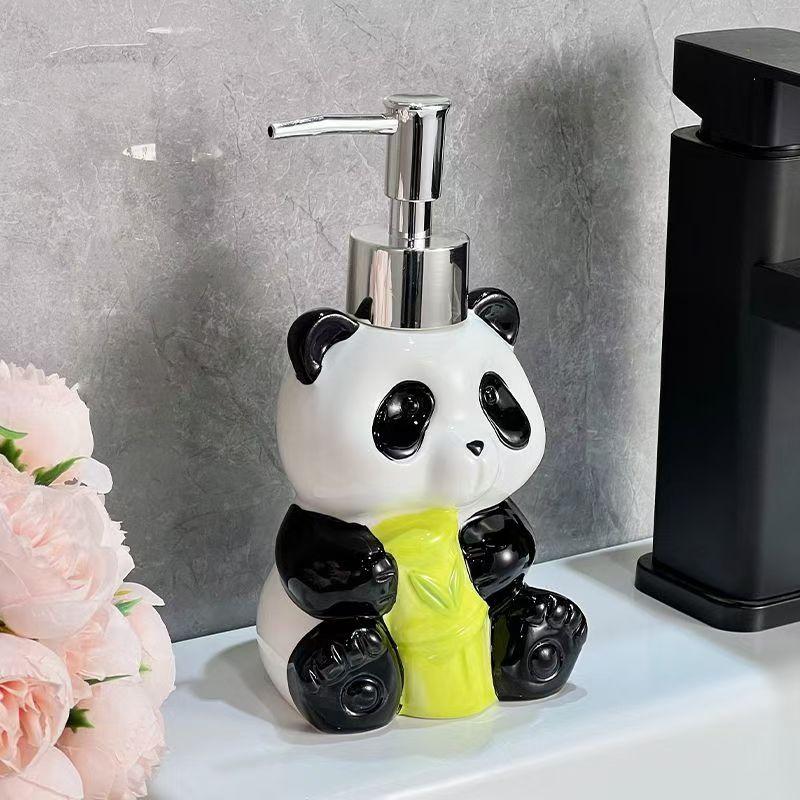 Cute Animal Panda Ceramic Lotion Bottle Bathroom Accessories Shampoo Moisture Bottled Panda Soap Dish Household Soap Dispens