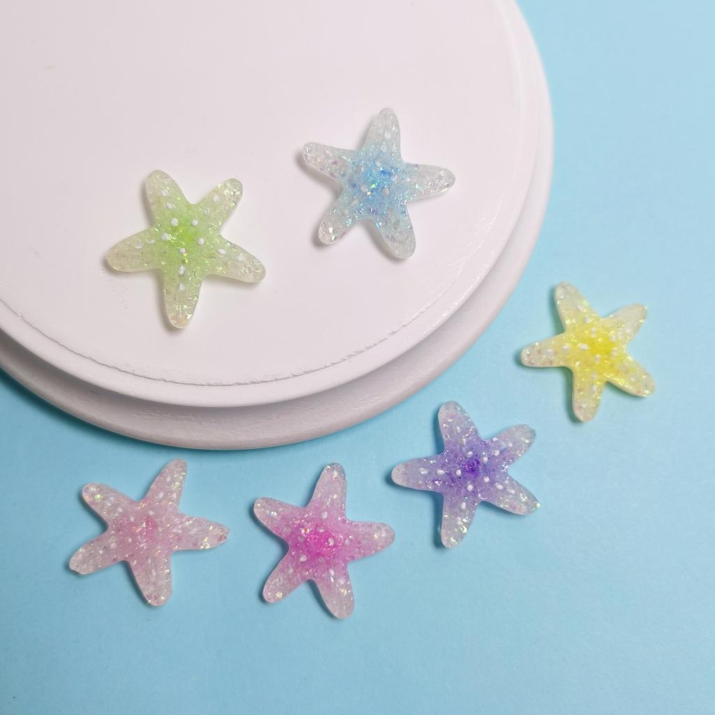 New 100Pcs Cute Colorful Starfish Shape Flatback Resin Cabochons Summer Sea Beach Animals Embellishments for Scrapbooking DIY