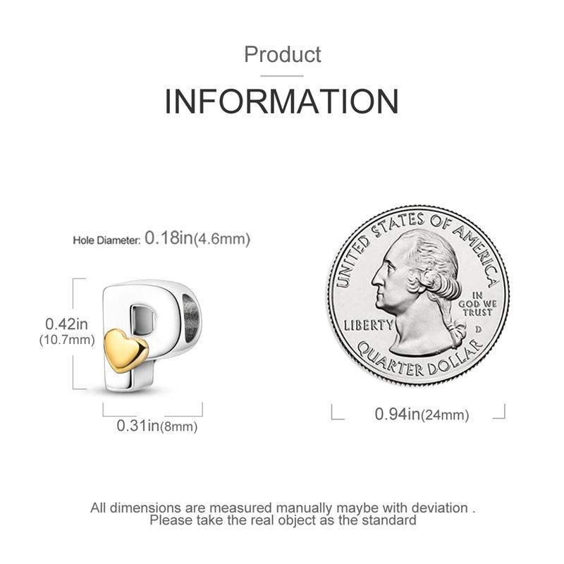 Charms Originale Heart English Alphabet Series Bead Fits Bracelets Necklace Women Charm Copper Luxury Diy Jewelry Gifts