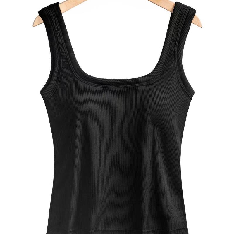 Women's Large Modal Camisole Lingerie Top for Summer with Five-Finger Cup Chest Pad and Wide Shoulder Straps - Multiple Color Options