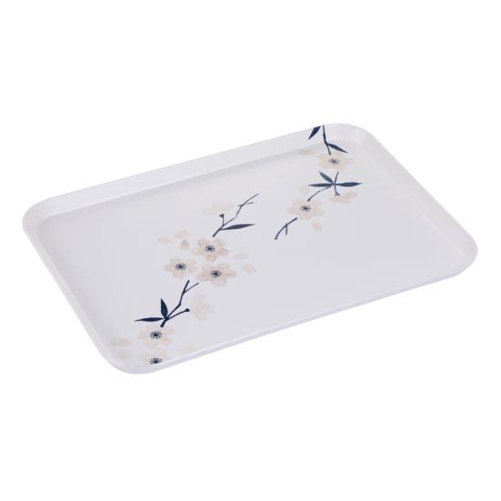 Snack Tray Floral Design Heat Resistant Display Melamine Cherry Blossom Pattern Dining Table Coffee Cup Plate for Kitchen