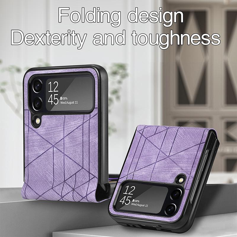Pro Sumsung Z Flip3 Case Luxusní Splicing Leather Texture Kryt na telefon Samsung Galaxy Z Flip3 Flip3 5g nárazuvzdorný nárazník Coque