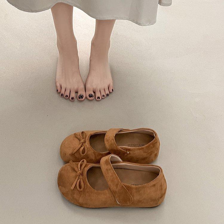 

Bow Mary Jane inner height 4cm shoes women s summer 2025 new with skirt flat single shoes tide 40 коричневый