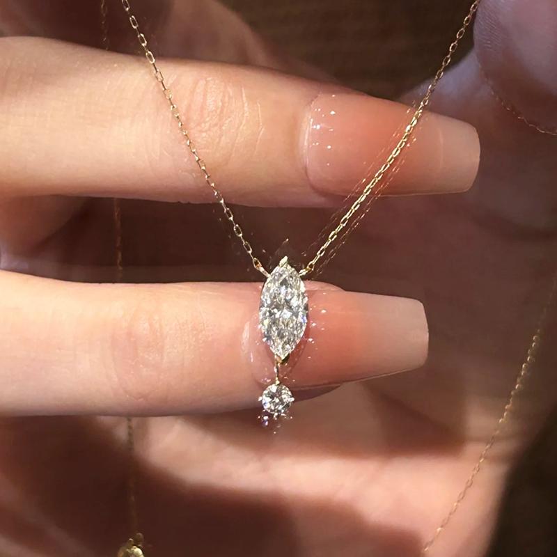 Water Droplet Zircon Pendant Necklace For Women Simple Temperament Versatile Jewelry Gifts Wholesale