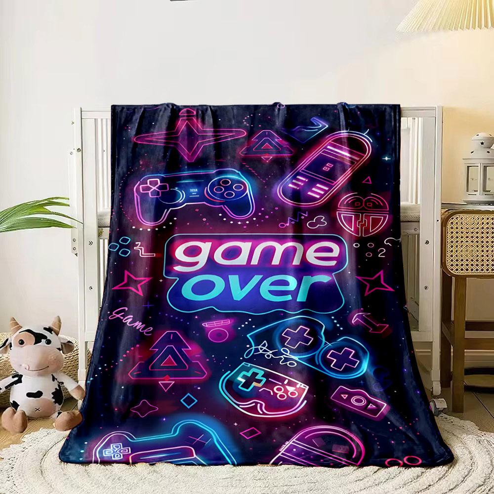 Retro Neon Game Over Design Print Blanket Soft and Cozy Perfect for the Living Room Bed Sofa or a Nap,gift