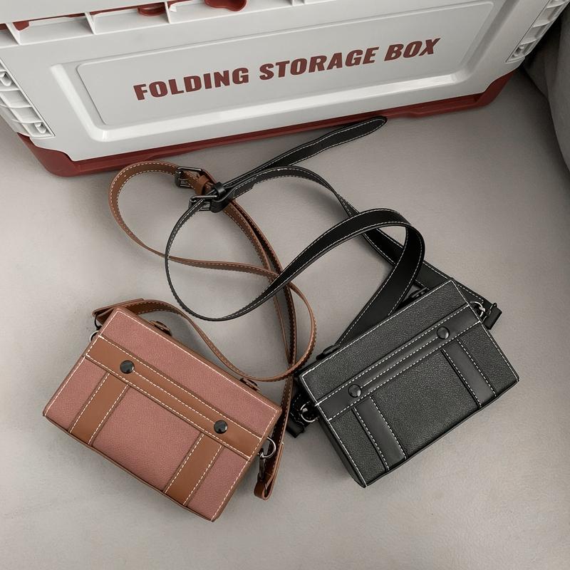 Popular ins niche bag Hong Kong style single shoulder crossbody versatile personalized men's new trendy high-end textured small square bag