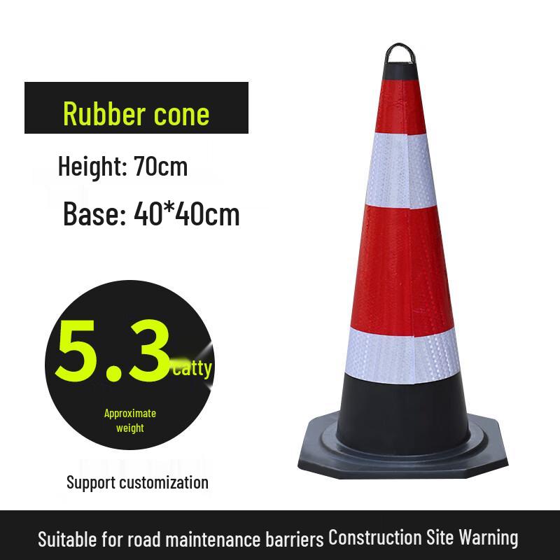 Rubber Reflective Traffic Safety Cone with Handle
