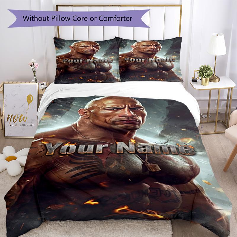 Dwayne Johnson Customize Text Bed Linens Perfect for Decorate room Wrinkle Resistant Custom Room Decor Birthday/Christmas Gift Idea