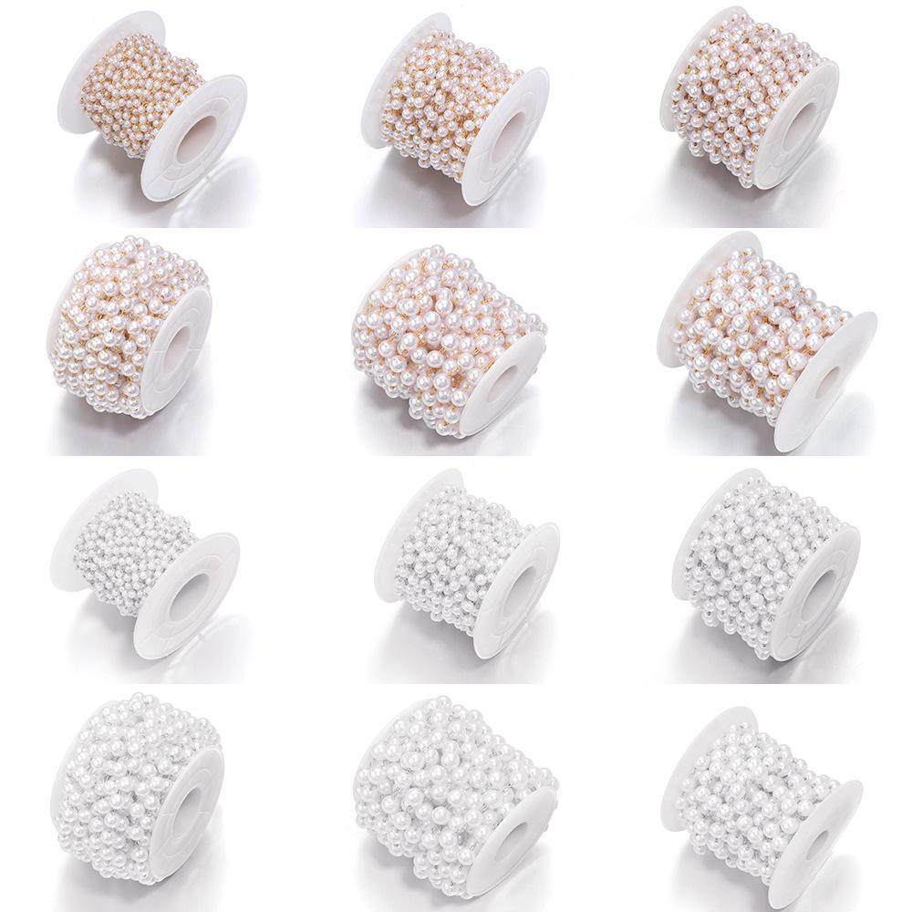 10 Yards Pearl Beading Chains Bracelet Necklace Jewelry Making Clothing Hat Decoration Artificial Pearls Chain DIY Handmade Gift