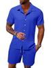 Men S Summer Casual Short Sleeve Shirt And Shorts Beach Set