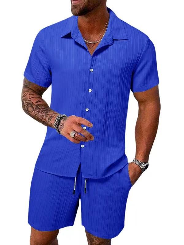 Men S Summer Casual Short Sleeve Shirt And Shorts Beach Set