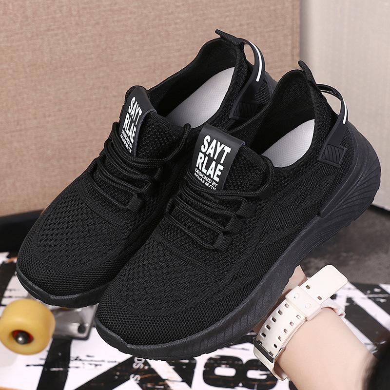 2023 New Summer Sports Shoes Female Flying Weaving Mesh Shoes All Match Breathable Lightweight Mesh Shoes Non-slip Casual Soft Sole Shoes