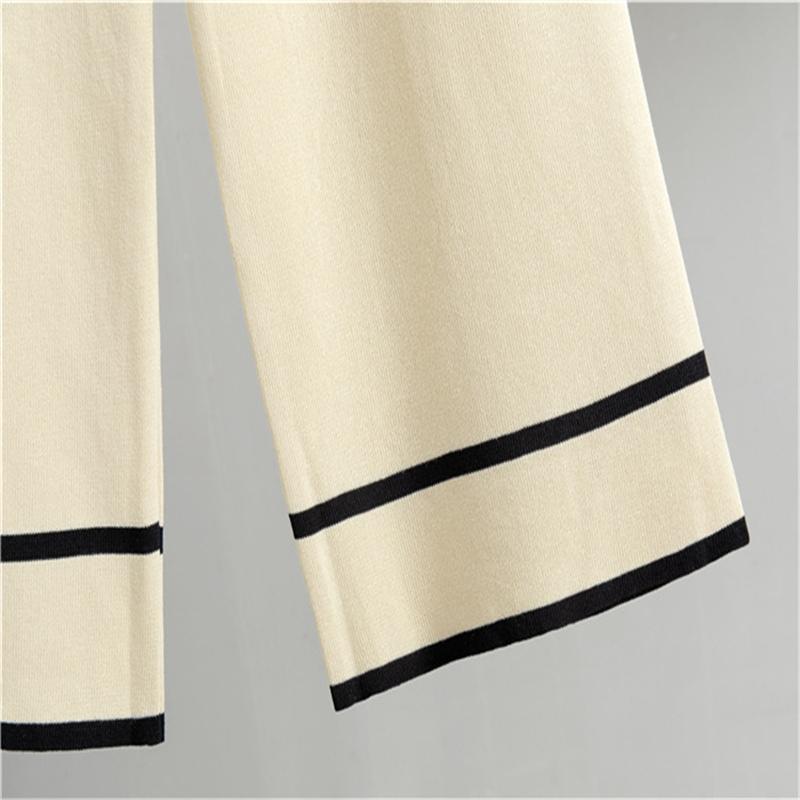 Autumn And Winter Knitted Wide Leg Pants Two Piece Suit Short Style Small Fragrance Fashionable Casual Suit For Women