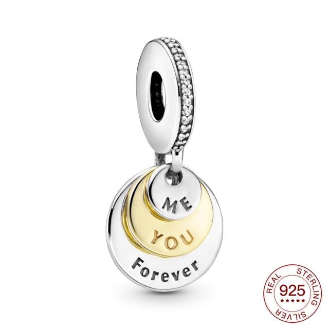 925 Silver Charm Two Tone Wedding Ring Charm Pendant For Original Panjia Necklace Women Fashion Jewelry Gift