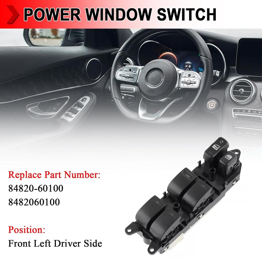 84820-60100 Master Power Window Switch, Front Left Driver Side Controller Switch Button Fit for Lexus LX470 1998-2002, for Toyota Land Cruiser 2001