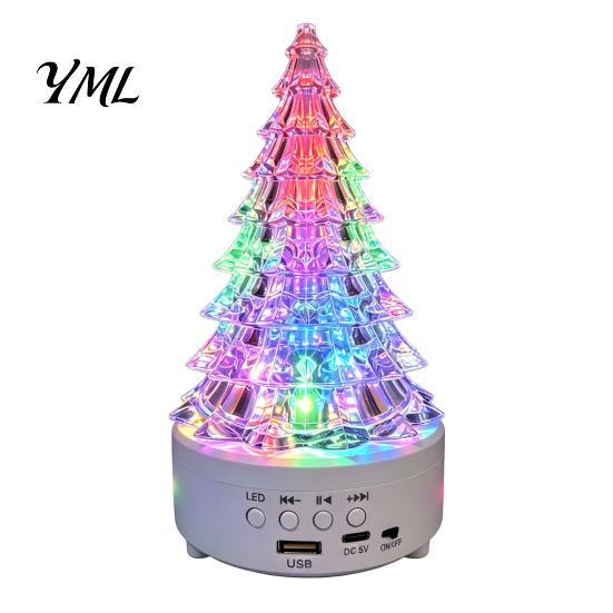Multifunctional Audio Lamp Crystal-Like Christmas Tree Light, Wireless Music Player LED Table Centerpiece Color Changing Bedside for Bedroom