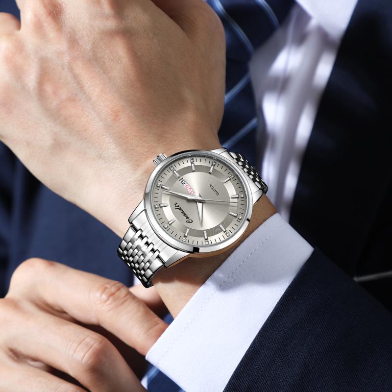 Pánské luminiscenční vodotěsné automatické skeletonové hodinky s dvojitým kalendářem