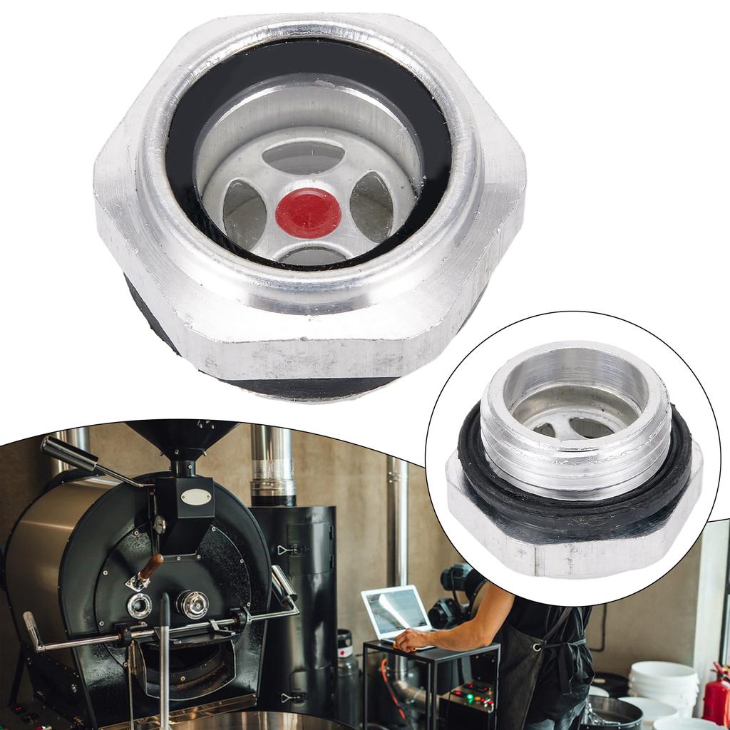 Sight Glass Oil Level Indicator with 1/2 Male Thread Aluminum Housing and High-Temperature Tempered Glass for Industrial Use