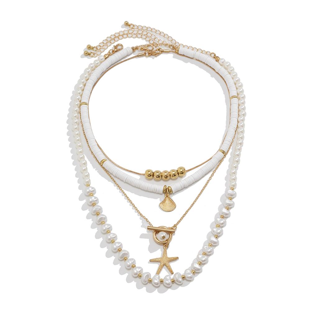 PuRui Bohemia 3Pcs/Set Imitation Zircon Star Chains Necklace Women Adjustable CCB Metal Star Pendant Necklace Zircon Accessories