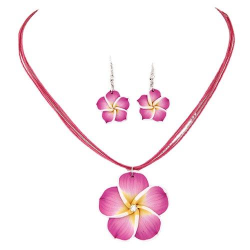 Sweet And Rich Flower Wax Rope Temperament Necklace Earring Set, Necklace Set