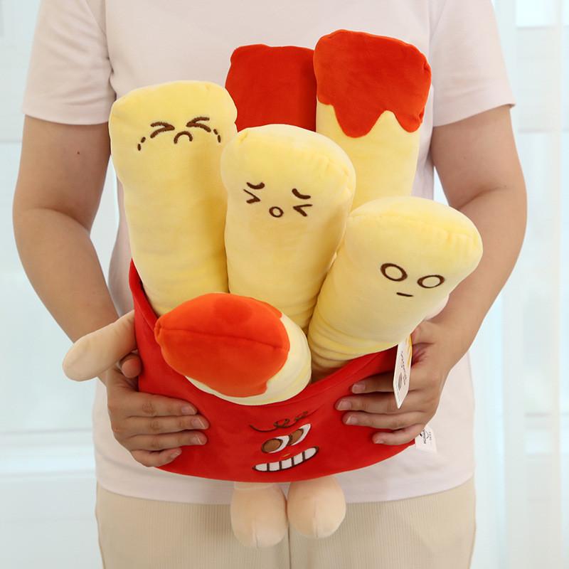 Creative Cartoon French Fry And Burger Plush Pillow Toy Super Soft Stuffed Animal Gift