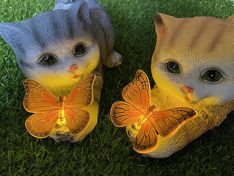 Cross-Border Garden Solar Kitten Lights: Cute Outdoor Resin Animal Ornaments