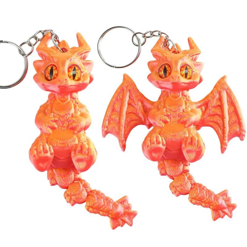 3D Printed Dragon Keychains Articulated Dragons Dragon Fidget Dragons Keychain Ornaments Simulation Model Figurines Statue Gifts