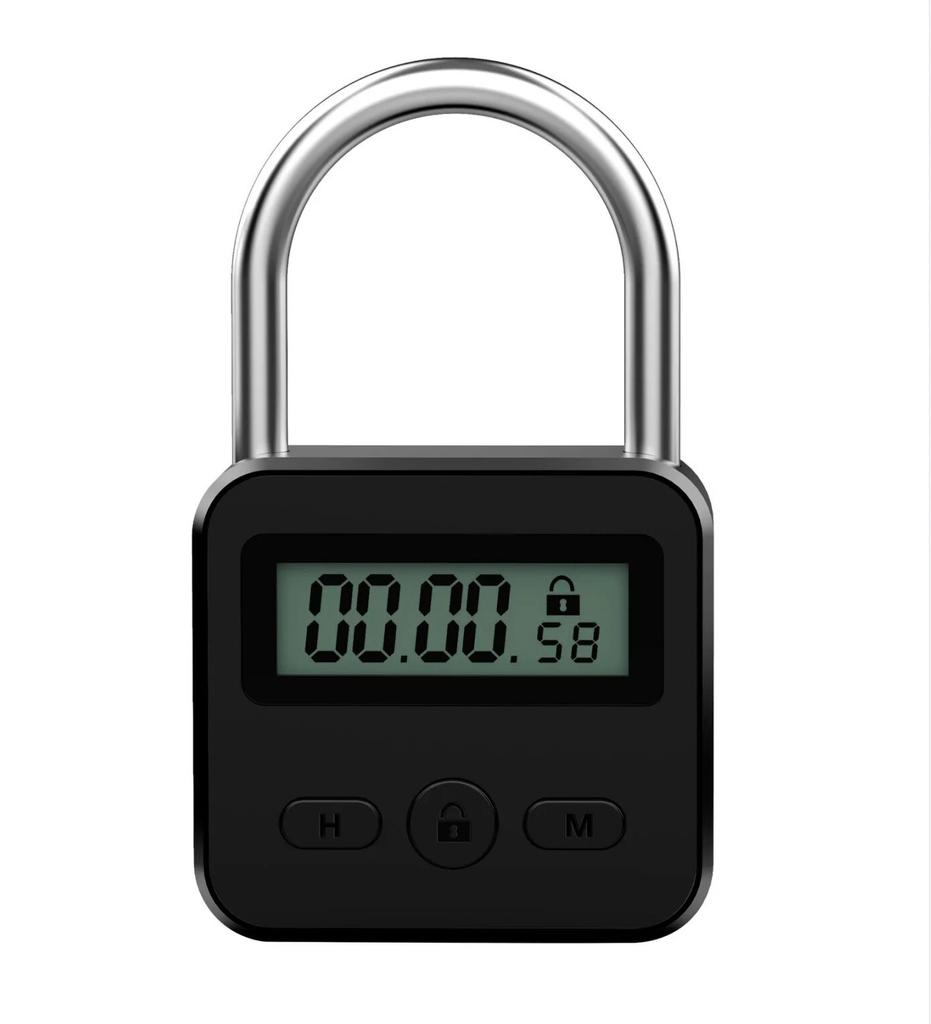 Timer Padlock LCD HD Display Add Backlight Zinc Alloy 99 Hours Max Timing Super Long Standby Anti-addiction Electronic Lock