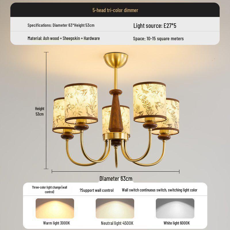 Retro American Chandelier: Versatile Living Room, Bedroom & Dining Lamp with Persimmon Design
