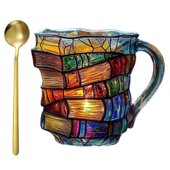 

3D-книга в форме кружки для кофе с ложкой, расписанная вручную книга, кружка в стиле ретро-романа, кружка для горячего и холодного пива, подарки для любителей книг, офис