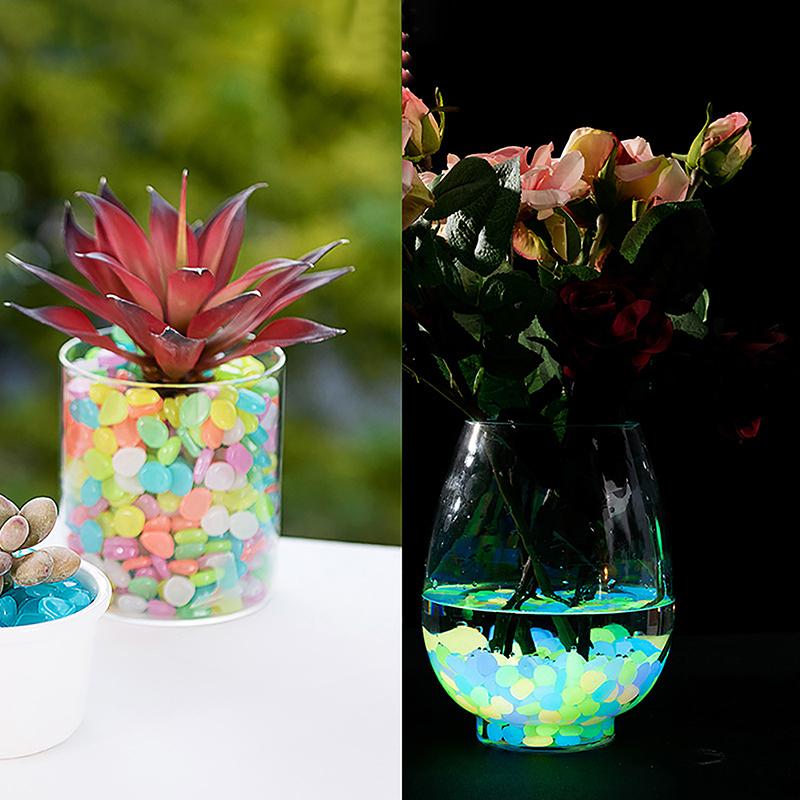 100Pcs Garden Luminous Stones Glow In The Dark Decorative Pebbles Accessories