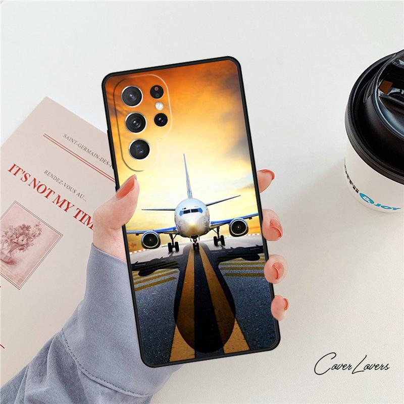 Aircraft Airplane Fly Travel phone case For Samsung Galaxy S24 S25 S23 S22 Ultra Note 10 20 Plus S20 S21 FE Cover