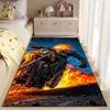 Superhero Art Area Rug, Ghost Rider Flame Skull Motorcycle Chains Blue Fire Print, Comic Book Fan Decor, Non-Slip Mat