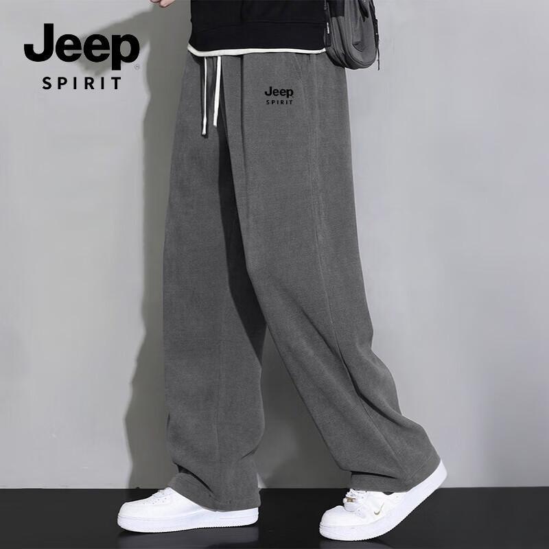 JEEP SPIRIT Men's Fleece-Lined Straight-Leg Casual Pants