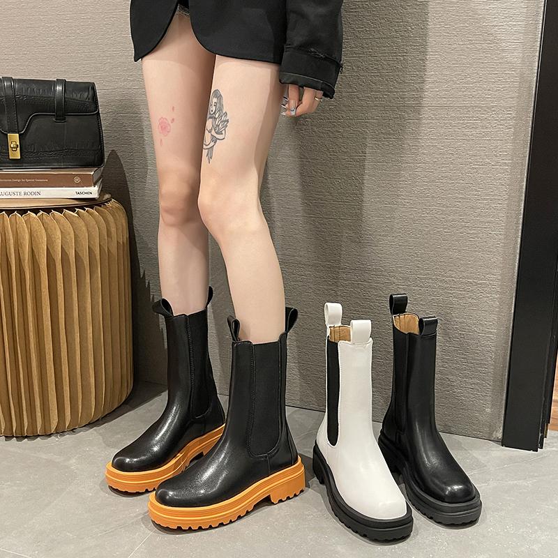 Chelsea Boots Damen Stiefeletten Klobige Winterschuhe Plateau Stiefeletten Slip On Klobiger Absatz BV Stiefel Marke Designer