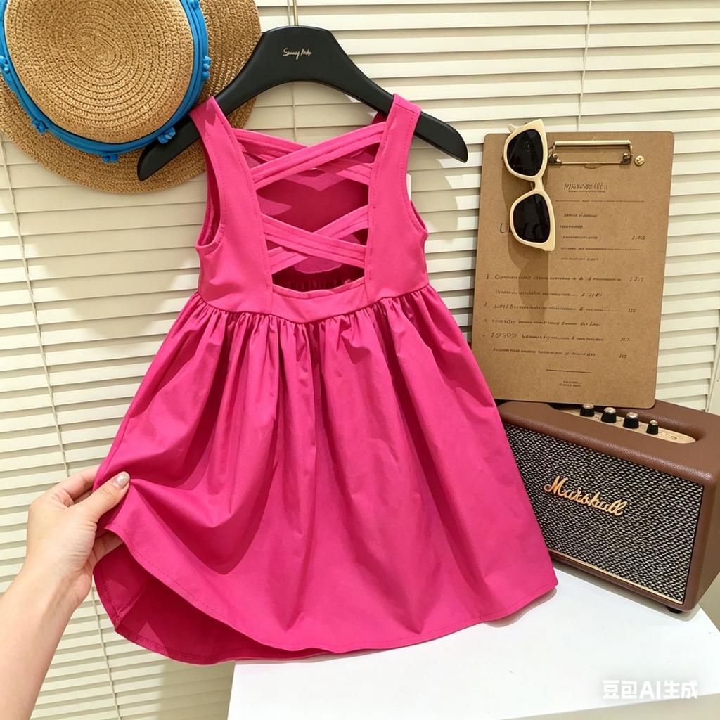 Girls Summer Hollow Out Slim Fit Camisole Dress Sleeveless Korean