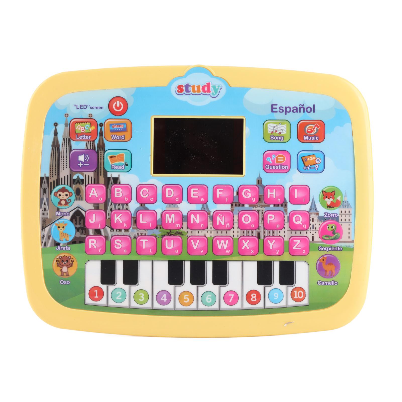 

Светодиодный планшет для изучения испанского языка для малышей Раннее образование Алфавит Слова Цифры Обучение математике Электроника Yellow