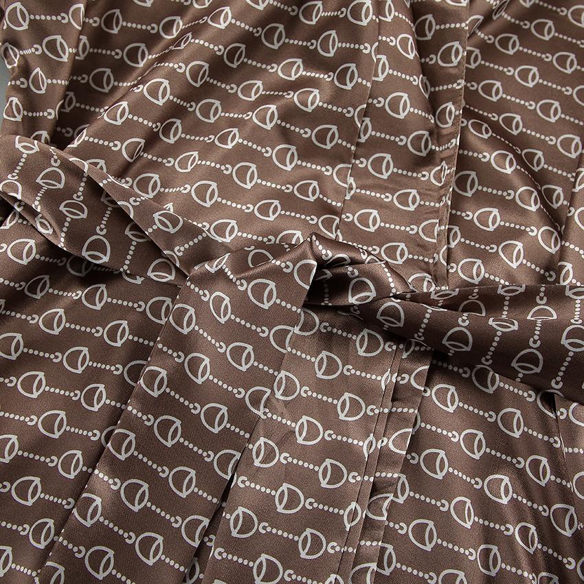 Autumn European Style Satin Print Pajamas Set Women's Loose Homewear Cardigan Robe Long Pants Cool Feel Nightwear For Casual Outing