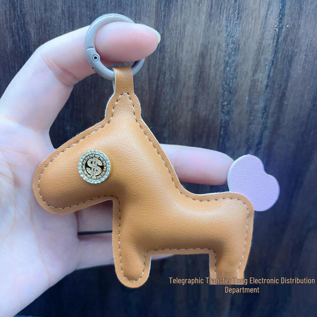 Trendy Brand Year of the Horse Genuine Leather Keychain Pendant - High-End Little Horse Charm for Bags & Clothing Accessories