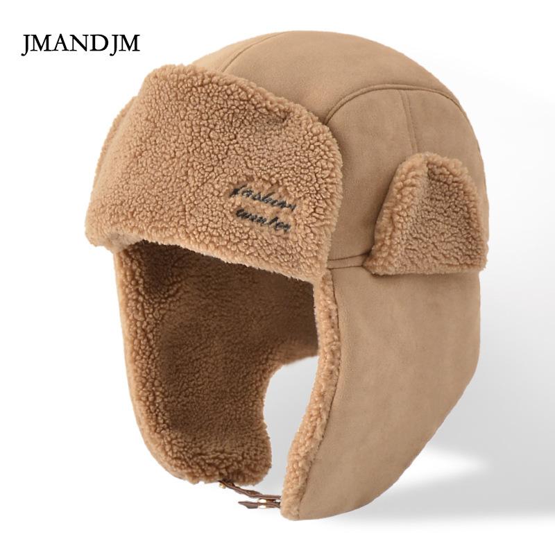 Hat Korean version men's splicing lamb wool thickened Lei Feng hat winter skiing windproof warm hat women