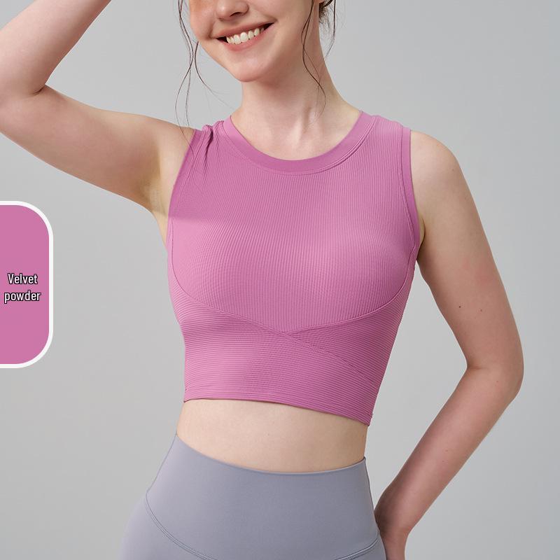 

Спортивная майка в рубчик, цельный фитнес-бра с красивым дизайном спины для женщин L