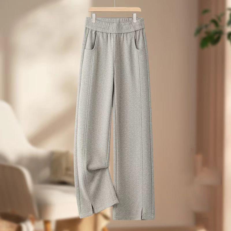 

High-Waisted Velvet-Lined Woolen Flannel Split-Leg Slimming Pants for Autumn/Winter M (90-100 jin)