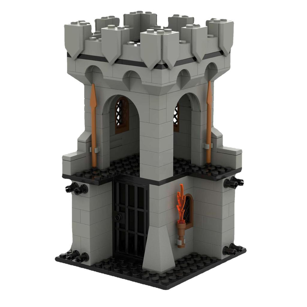 Medieval City Block Building Set - Interlocking Tower and Wall Scene Assembly