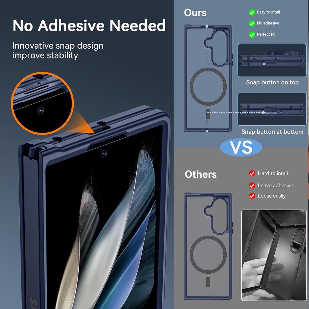 UYUXIO Wireless Charging Magnetic Case for Samsung Galaxy Z Fold 7 Full Cover Mobile Phone Cases with Magnet for Z Fold7