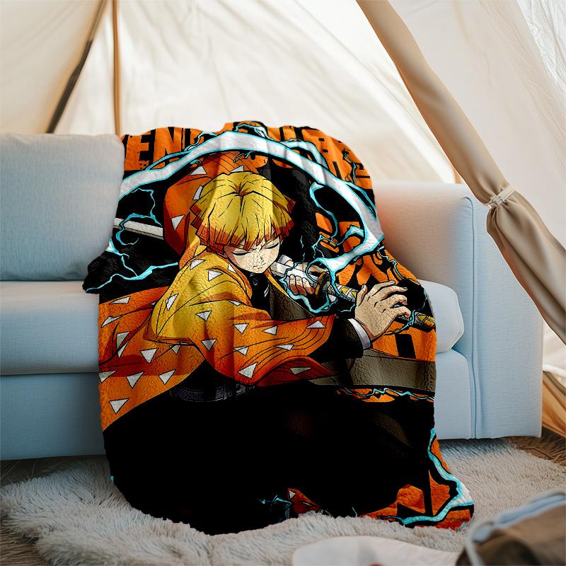 1pc Agatsuma Zenitsu (6) Theme Blanket - Digital Print, Polyester, Cozy for All Seasons, Perfect for Outdoor, and Travel