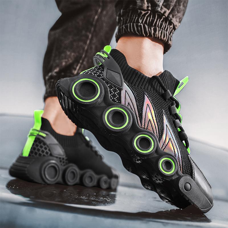 Fashion Men's Sports Shoes 2024 Spring New Breathable Socks Mouth Trendy Shoes Wind Fire Wheel Sole Casual Running Shoes for Men Sneaker